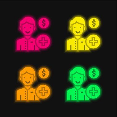 Dört renk parlayan neon vektör simgesi