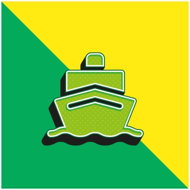 Boat Green and yellow modern 3d vector icon logo clipart