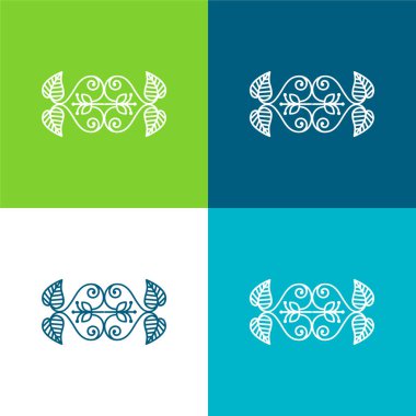 Güzel Çiçek Tasarımı Düz Dört Renk Simgesi