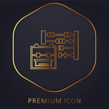 Sırt çantası ve Abaküs altın çizgisi logosu veya simgesi