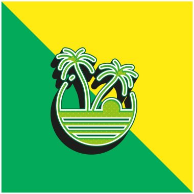 Plaj yeşili ve sarı modern 3D vektör simgesi logosu