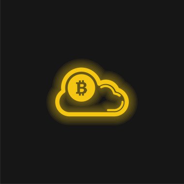 Bitcoin Sarı Bulut üzerinde parlayan neon ikon