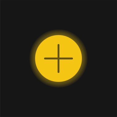 Ekleme Düğmesi Sarı parlayan neon simgesi