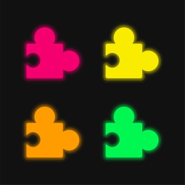 Add On Plugin four color glowing neon vector icon clipart