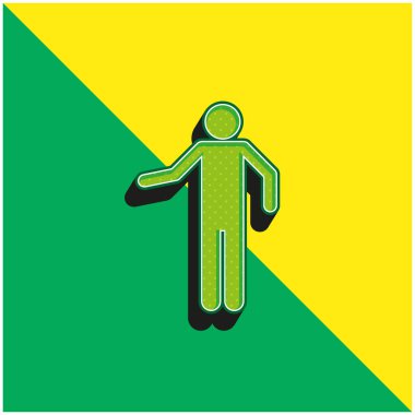 Basit Siluet Yeşil ve Sarı 3D vektör simgesi