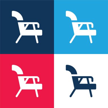 Armchair blue and red four color minimal icon set clipart