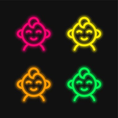 Baby Boy dört renkli parlak neon vektör simgesi