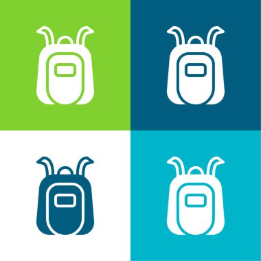 Sırt çantası Düz 4 renk minimal simgesi seti