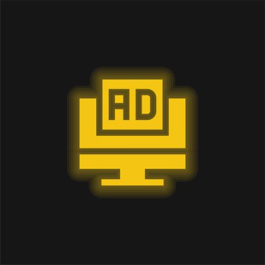 Advertisements yellow glowing neon icon clipart