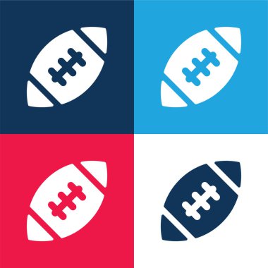 Amerikan Futbol Topu mavi ve kırmızı dört renk minimal simgesi