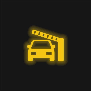 Barrier And Car yellow glowing neon icon clipart