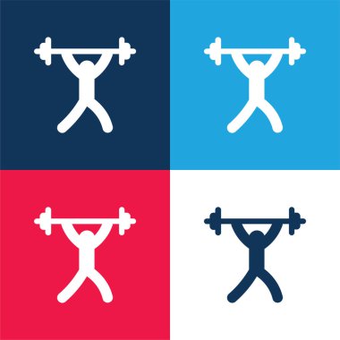 Barbell blue and red four color minimal icon set clipart