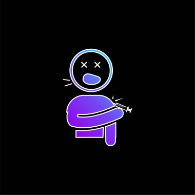 Boy Screaming Hurted With A Knife In His Shoulder blue gradient vector icon clipart