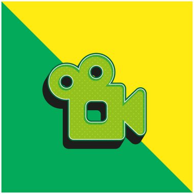 Analojik Video Kamera Yeşil ve Sarı 3D vektör simgesi logosu