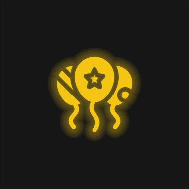 Balonlar sarı parlayan neon simgesi