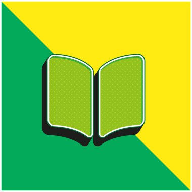 Kitap Açıldı Okuma Aracı Yeşil ve Sarı 3D vektör simgesi logosu