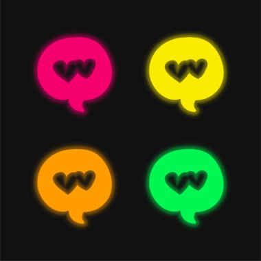 Dört renkli balon parlayan neon vektör simgesi