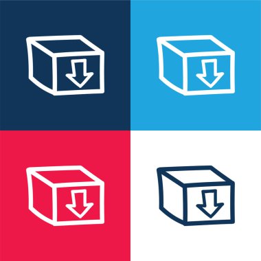 Bir Ok İşaretli Kutu El Altını Gösteriyor Mavi ve Kırmızı Sembol Minimum Renk Simgesi