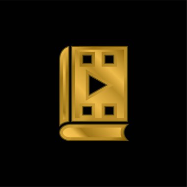 Audiobook altın kaplama metalik simge veya logo vektörü