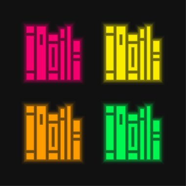 Parlayan dört renk neon vektör simgesi kitaplarıName