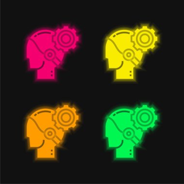 AI dört renk parlayan neon vektör simgesi