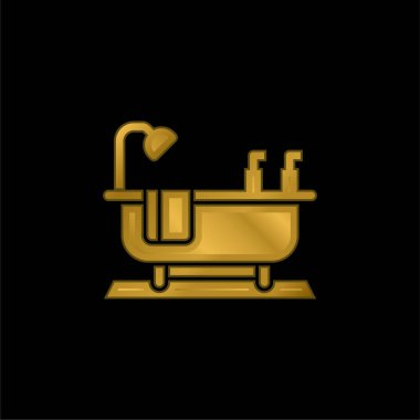 Küvet altın kaplama metalik simge veya logo vektörü