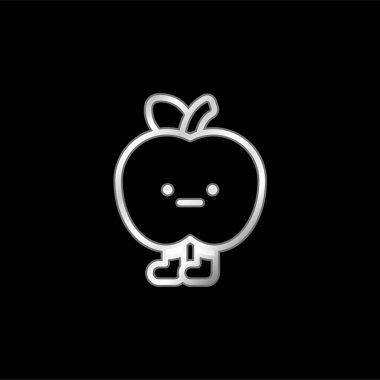 Elma gümüş kaplama metalik simge