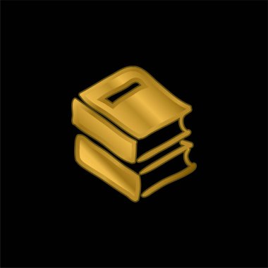 Kitaplar altın kaplamalı metalik simge veya logo vektörü