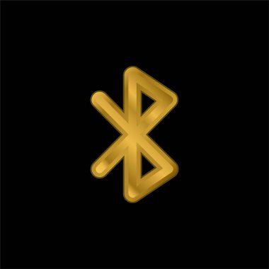 Bluetooth İşaret Altın kaplama metalik simge veya logo vektörü