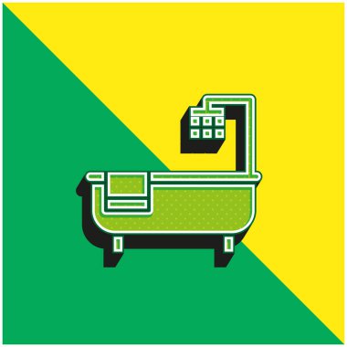 Küvet Yeşil ve sarı modern 3D vektör simgesi logosu