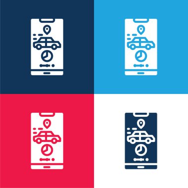 Application blue and red four color minimal icon set clipart