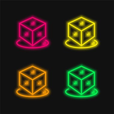3d dört renk parlayan neon vektör simgesi