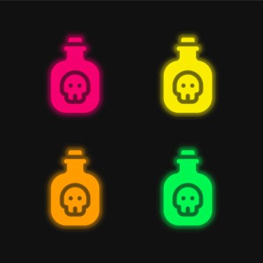 Dört renkli parlak neon vektör simgesi