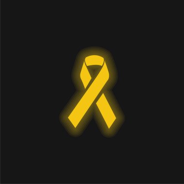 Farkındalık Kurdelesi sarı parlak neon simgesi