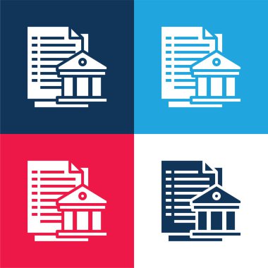 Bankacılık mavi ve kırmızı dört renk minimal simge kümesi