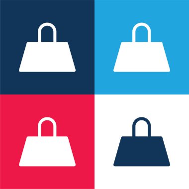 Poşet mavi ve kırmızı dört renk minimal simge seti