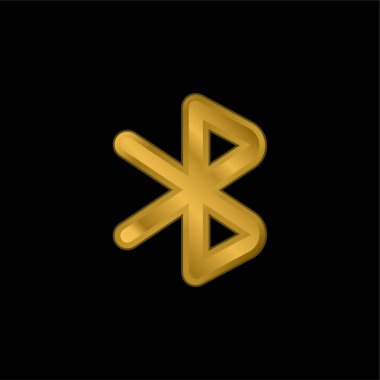Bluetooth Sembol altın kaplama metalik simge veya logo vektörü