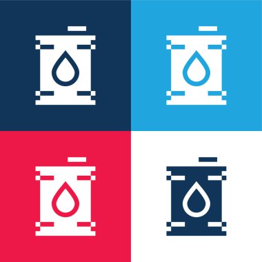 Barrel blue and red four color minimal icon set clipart