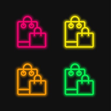 Dört renkli parlak neon vektör simgesi