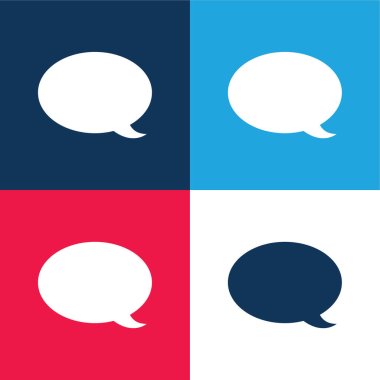Black Speech Bubble blue and red four color minimal icon set clipart