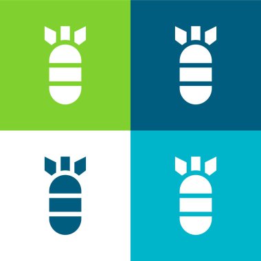Bomba Düz 4 renk en küçük simge seti