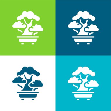 Bonsai Düz 4 renk simgesi seti