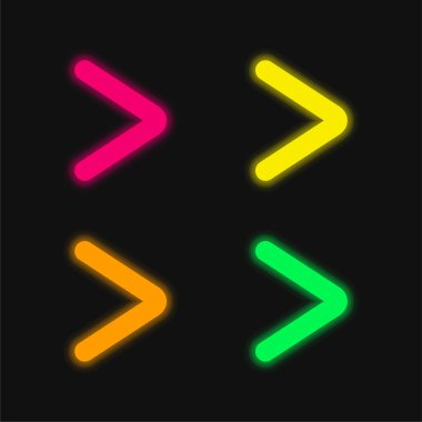Ok Açı Gösterimi Sağa 4 renk neon vektör simgesi