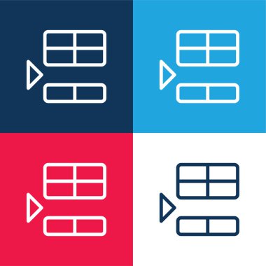 Below blue and red four color minimal icon set clipart