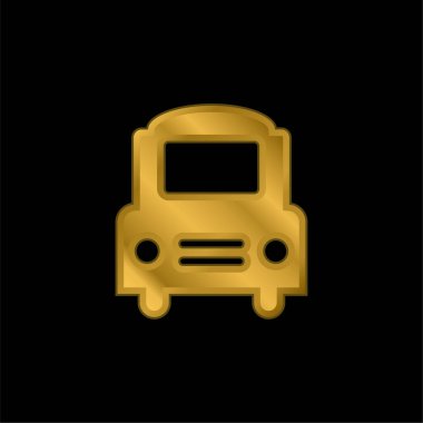 Big Bus Frontal gold plated metalic icon or logo vector clipart