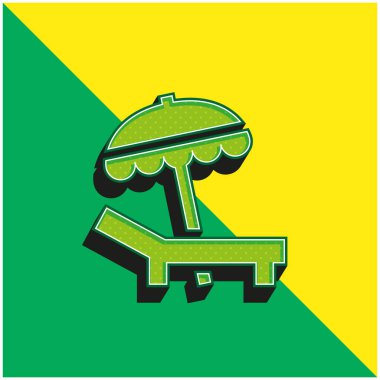 Plaj yeşili ve sarı modern 3D vektör simgesi logosu