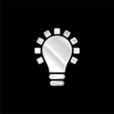 Black Lightbulb Creativity Symbol silver plated metallic icon clipart