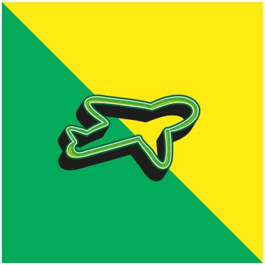 Uçak Ana Hattı Yeşil ve Sarı 3d vektör simgesi