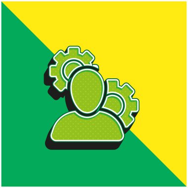 Çarklı yeşil ve sarı 3D vektör logosuna sahip yönetici