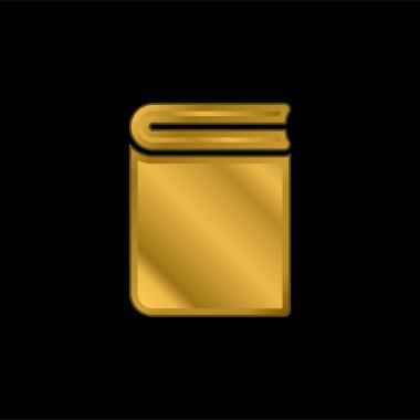 Kitap altın kaplamalı metalik simge veya logo vektörü